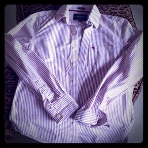 ABERCROMBIE striped MUSCLE shirt M 100%cotton
